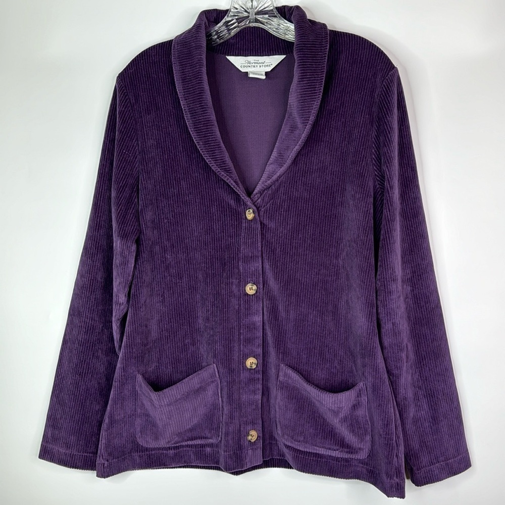 The Vermont Country Store Purple Corduroy Long Sleeve Button Up Shirt Medium